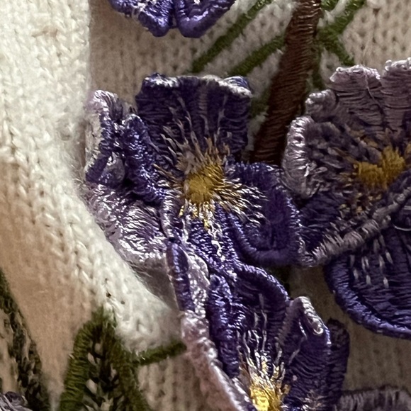 Vintage Louis Feraud Floral Appliqué Sweater - Picture 7 of 10